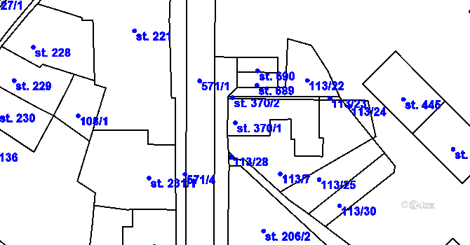 Parcela st. 370/1 v KÚ Jablonné nad Orlicí, Katastrální mapa