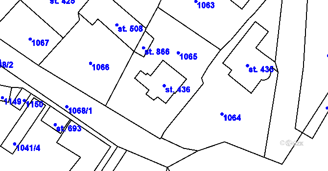 Parcela st. 436 v KÚ Jablonné nad Orlicí, Katastrální mapa