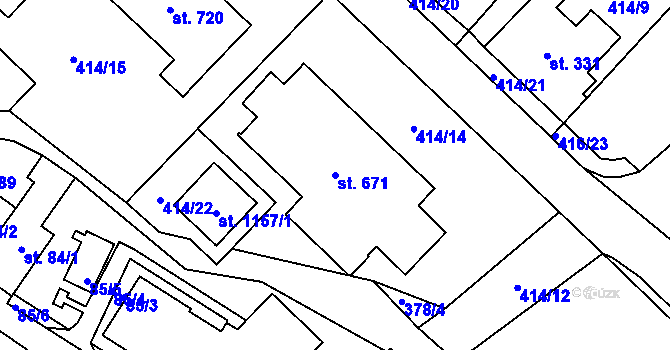 Parcela st. 671 v KÚ Jablonné nad Orlicí, Katastrální mapa