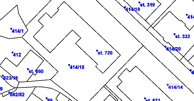 Parcela st. 720 v KÚ Jablonné nad Orlicí, Katastrální mapa