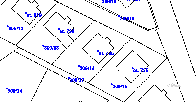 Parcela st. 726 v KÚ Jablonné nad Orlicí, Katastrální mapa