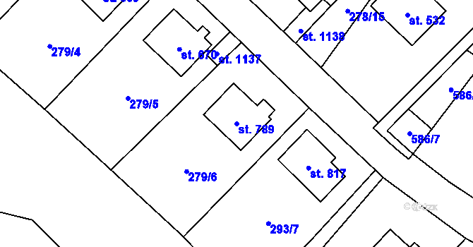 Parcela st. 789 v KÚ Jablonné nad Orlicí, Katastrální mapa
