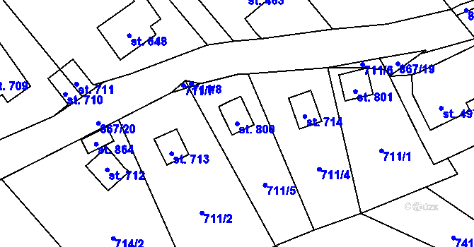 Parcela st. 800 v KÚ Jablonné nad Orlicí, Katastrální mapa