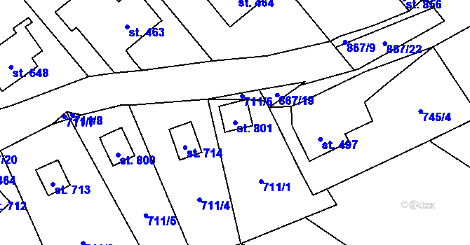 Parcela st. 801 v KÚ Jablonné nad Orlicí, Katastrální mapa