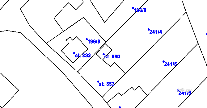 Parcela st. 890 v KÚ Jablonné nad Orlicí, Katastrální mapa