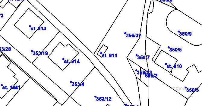 Parcela st. 911 v KÚ Jablonné nad Orlicí, Katastrální mapa