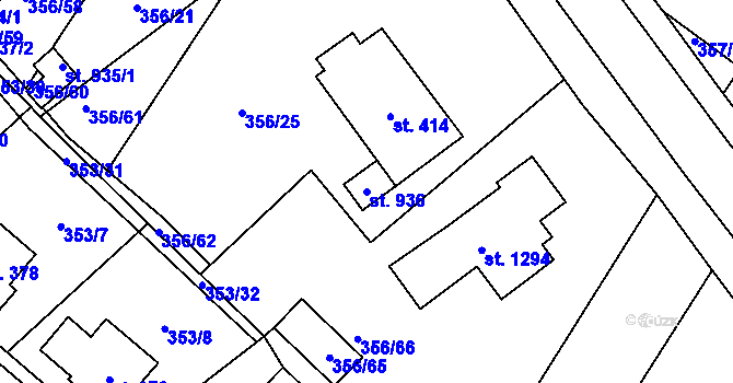 Parcela st. 936 v KÚ Jablonné nad Orlicí, Katastrální mapa