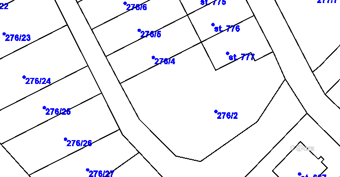 Parcela st. 276/3 v KÚ Jablonné nad Orlicí, Katastrální mapa