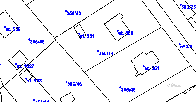 Parcela st. 356/44 v KÚ Jablonné nad Orlicí, Katastrální mapa