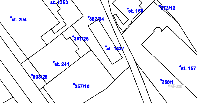 Parcela st. 357/29 v KÚ Jablonné nad Orlicí, Katastrální mapa