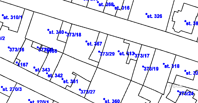 Parcela st. 373/29 v KÚ Jablonné nad Orlicí, Katastrální mapa