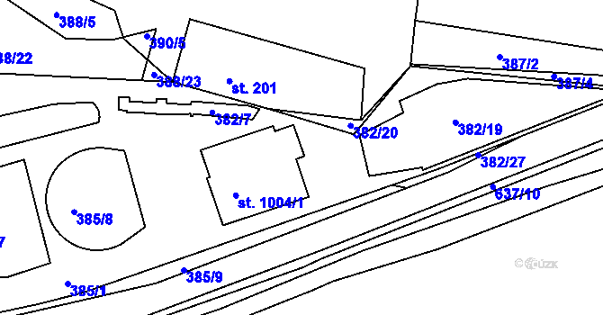 Parcela st. 382/26 v KÚ Jablonné nad Orlicí, Katastrální mapa