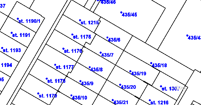 Parcela st. 435/7 v KÚ Jablonné nad Orlicí, Katastrální mapa