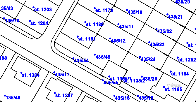 Parcela st. 435/13 v KÚ Jablonné nad Orlicí, Katastrální mapa