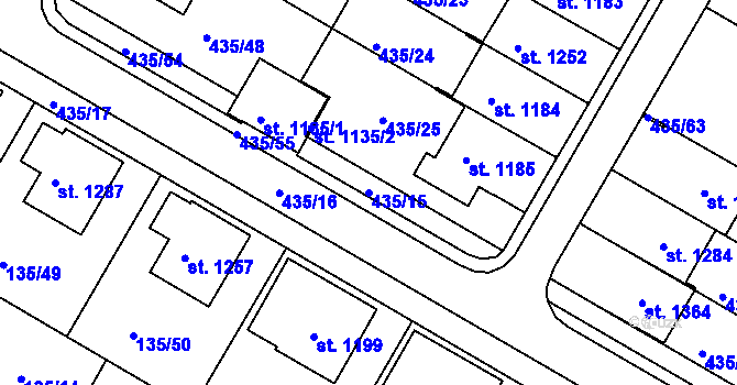 Parcela st. 435/15 v KÚ Jablonné nad Orlicí, Katastrální mapa