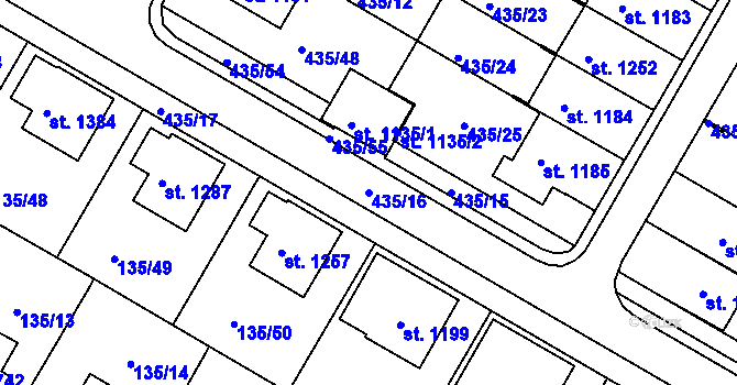 Parcela st. 435/16 v KÚ Jablonné nad Orlicí, Katastrální mapa