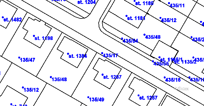 Parcela st. 435/17 v KÚ Jablonné nad Orlicí, Katastrální mapa