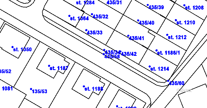 Parcela st. 435/58 v KÚ Jablonné nad Orlicí, Katastrální mapa