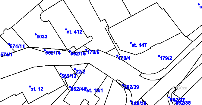 Parcela st. 562/16 v KÚ Jablonné nad Orlicí, Katastrální mapa