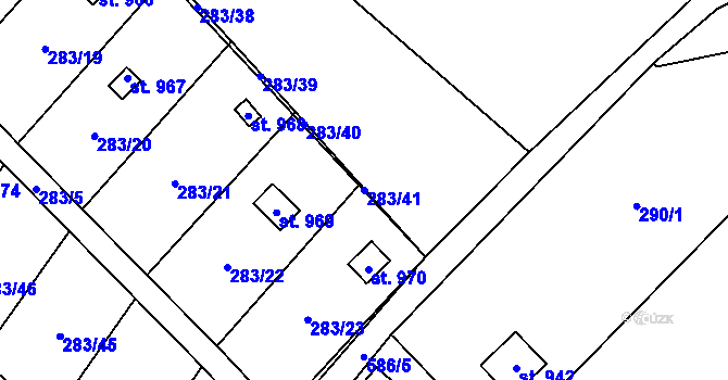 Parcela st. 283/41 v KÚ Jablonné nad Orlicí, Katastrální mapa