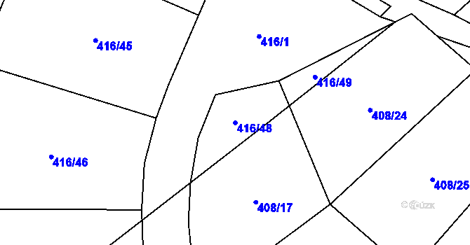 Parcela st. 416/48 v KÚ Jablonné nad Orlicí, Katastrální mapa