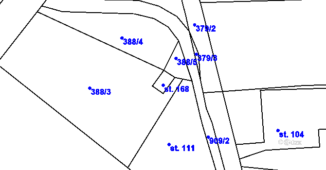 Parcela st. 168 v KÚ Česká Ves v Podještědí, Katastrální mapa