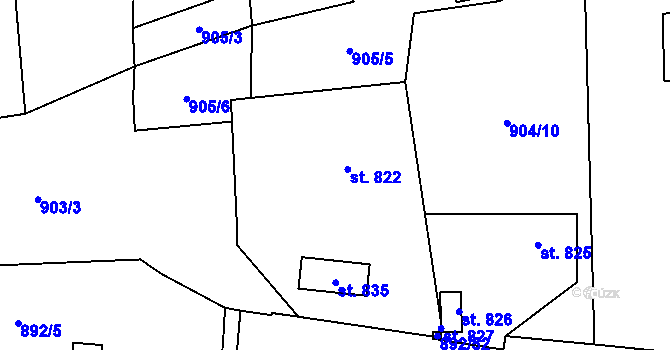 Parcela st. 822 v KÚ Jablonné v Podještědí, Katastrální mapa