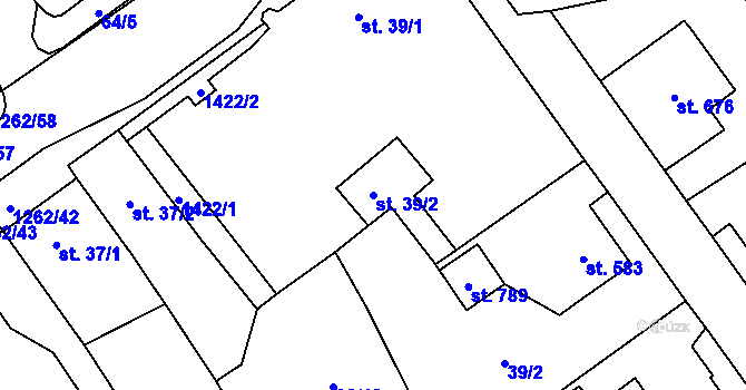 Parcela st. 39/2 v KÚ Jablonné v Podještědí, Katastrální mapa