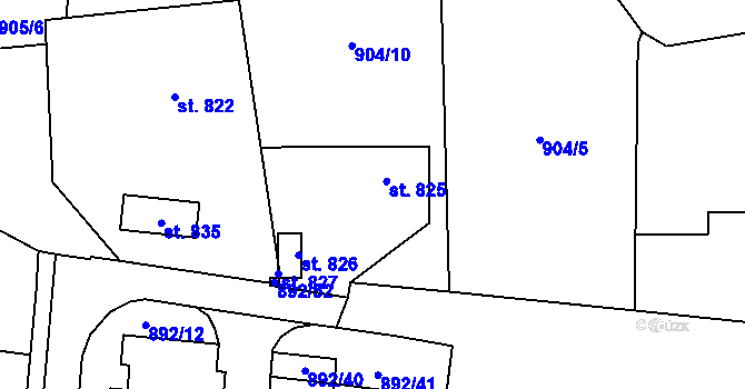 Parcela st. 825 v KÚ Jablonné v Podještědí, Katastrální mapa