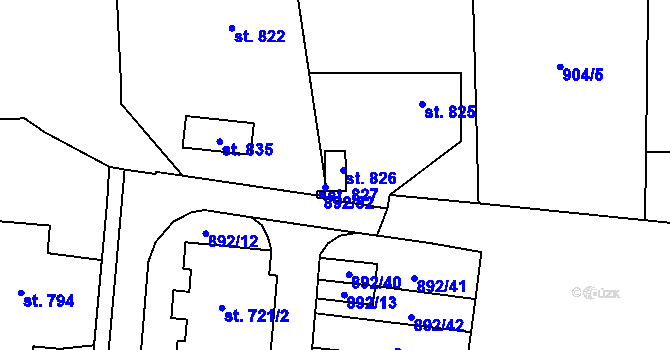 Parcela st. 826 v KÚ Jablonné v Podještědí, Katastrální mapa