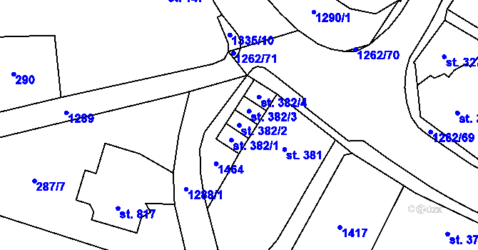 Parcela st. 382/2 v KÚ Jablonné v Podještědí, Katastrální mapa