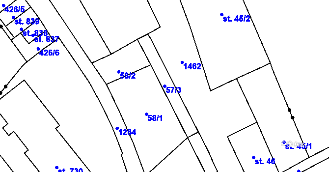 Parcela st. 57/3 v KÚ Jablonné v Podještědí, Katastrální mapa