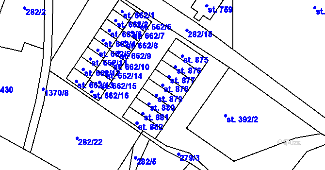 Parcela st. 878 v KÚ Jablonné v Podještědí, Katastrální mapa