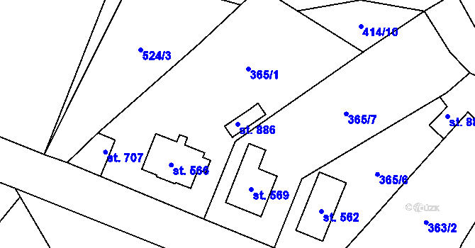 Parcela st. 886 v KÚ Jablonné v Podještědí, Katastrální mapa