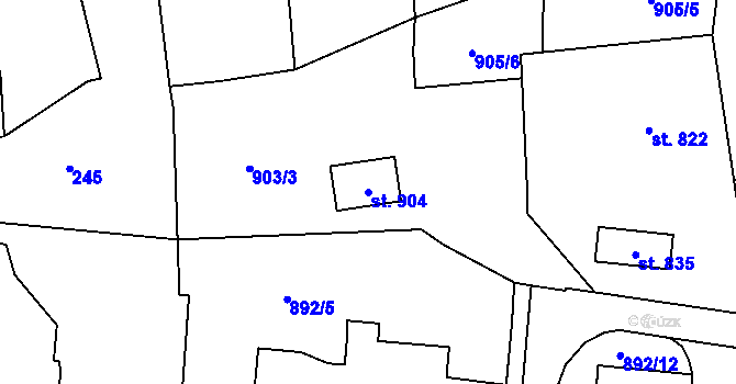 Parcela st. 904 v KÚ Jablonné v Podještědí, Katastrální mapa