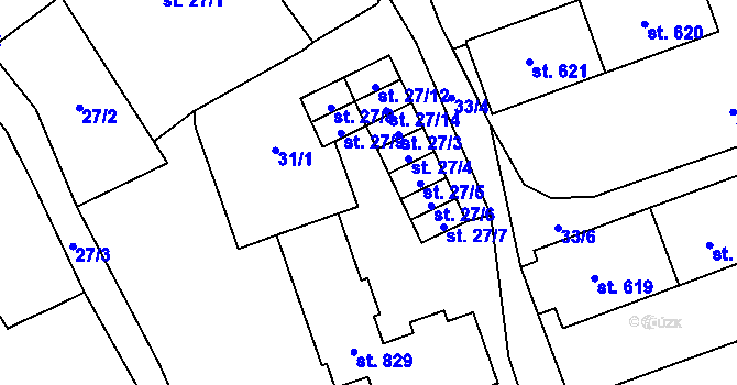 Parcela st. 27/5 v KÚ Jablonné v Podještědí, Katastrální mapa