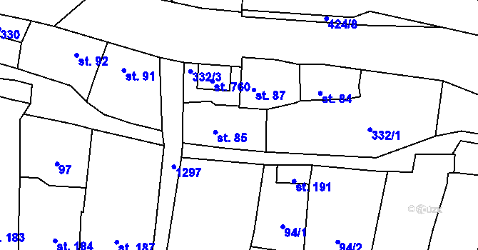 Parcela st. 85 v KÚ Jablonné v Podještědí, Katastrální mapa