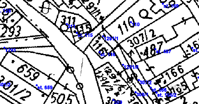 Parcela st. 116 v KÚ Jablonné v Podještědí, Katastrální mapa