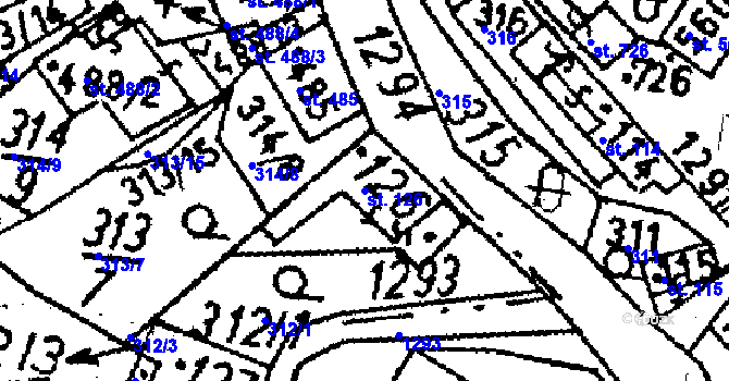 Parcela st. 126 v KÚ Jablonné v Podještědí, Katastrální mapa