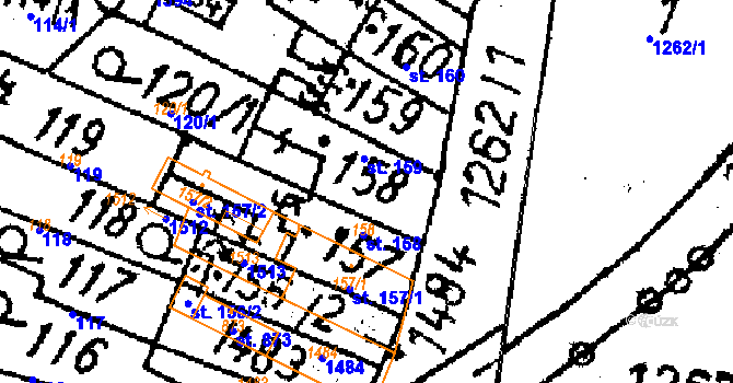 Parcela st. 158 v KÚ Jablonné v Podještědí, Katastrální mapa