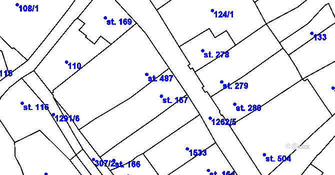 Parcela st. 167 v KÚ Jablonné v Podještědí, Katastrální mapa