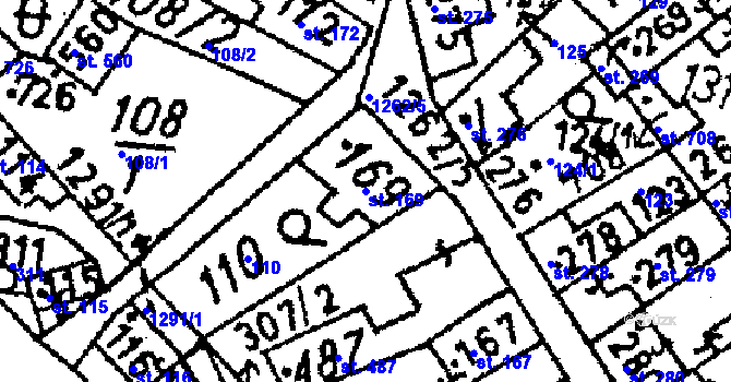 Parcela st. 169 v KÚ Jablonné v Podještědí, Katastrální mapa