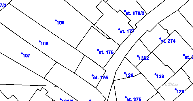 Parcela st. 176 v KÚ Jablonné v Podještědí, Katastrální mapa