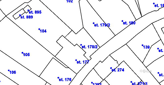 Parcela st. 178/2 v KÚ Jablonné v Podještědí, Katastrální mapa