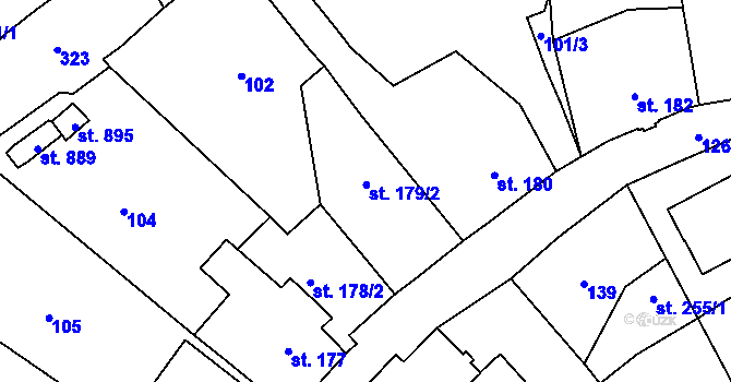 Parcela st. 179/2 v KÚ Jablonné v Podještědí, Katastrální mapa