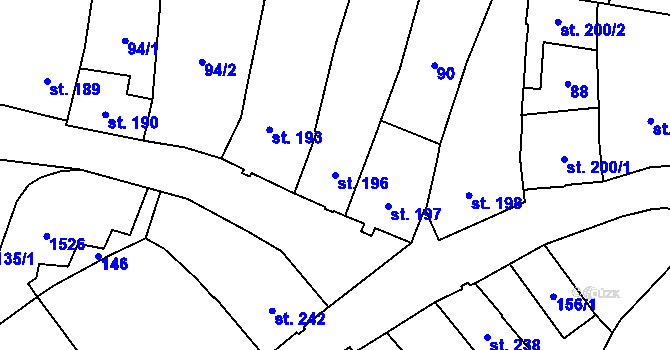 Parcela st. 196 v KÚ Jablonné v Podještědí, Katastrální mapa