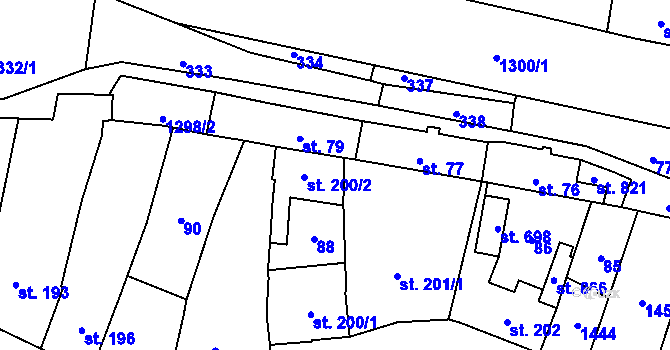 Parcela st. 201/2 v KÚ Jablonné v Podještědí, Katastrální mapa