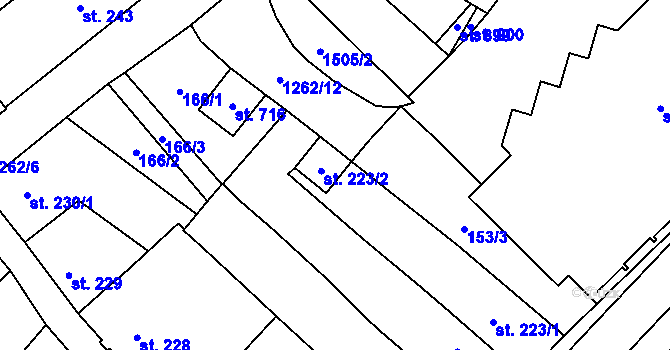 Parcela st. 223/2 v KÚ Jablonné v Podještědí, Katastrální mapa