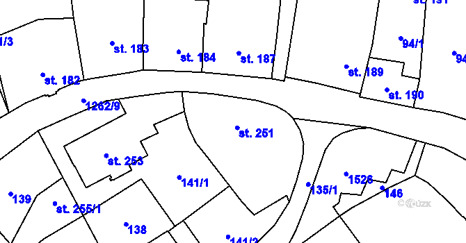 Parcela st. 251 v KÚ Jablonné v Podještědí, Katastrální mapa