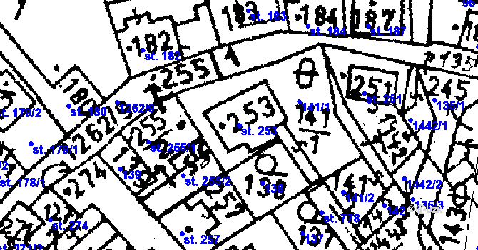 Parcela st. 253 v KÚ Jablonné v Podještědí, Katastrální mapa